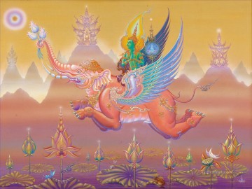  Buddhism Oil Painting - Indra at Travatimsa Heaven CK Buddhism